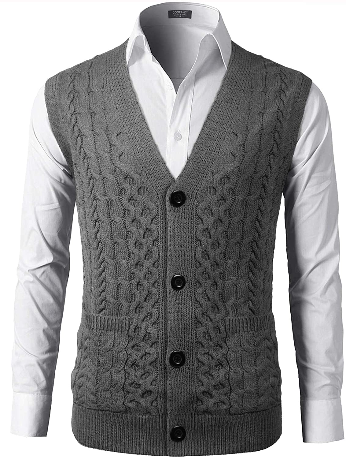 COOFANDY Sweater Vest for Men Sleeveless V Neck Slim Fit Knit Pullover  Sweater V