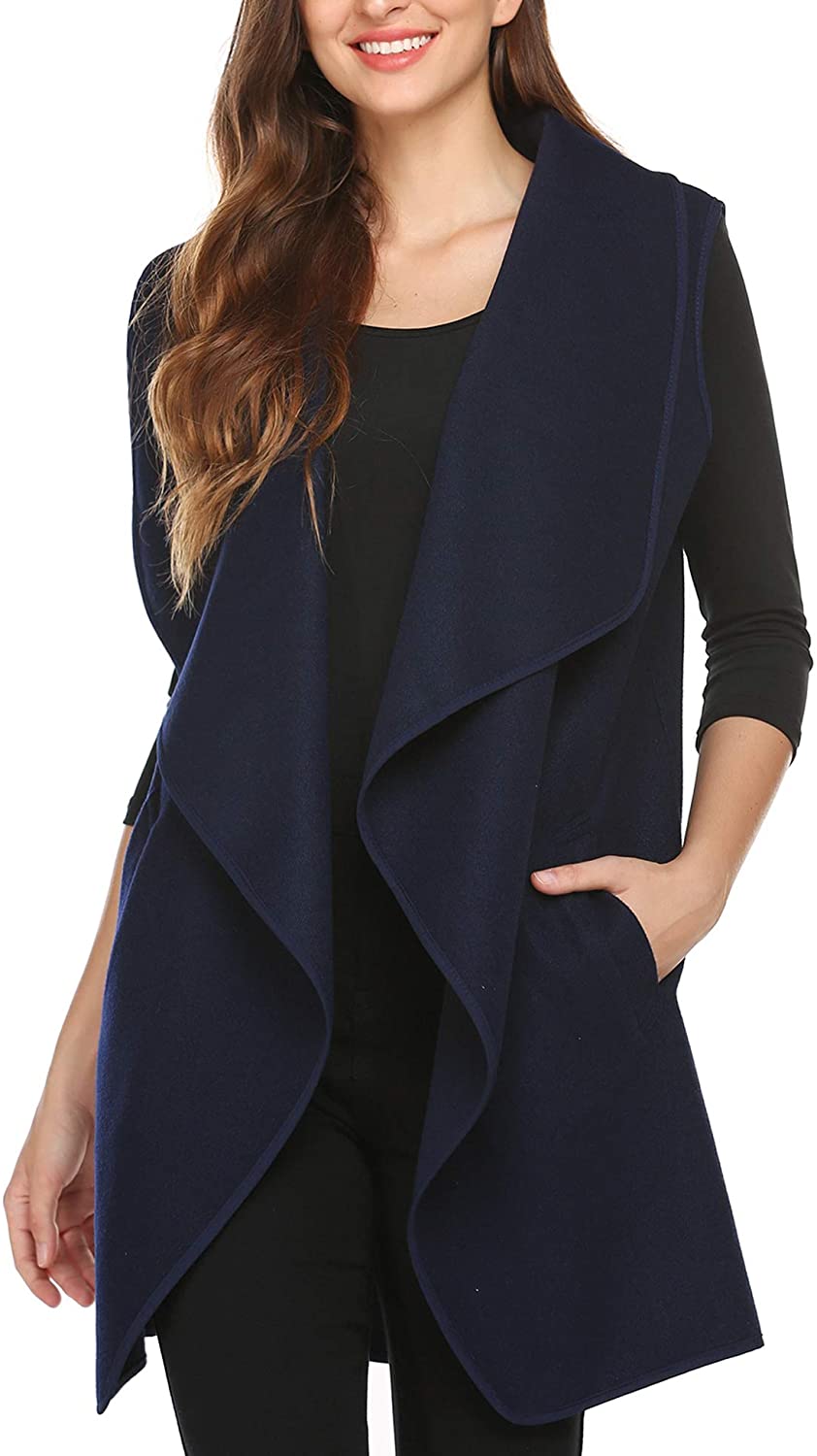 SoTeer Womens Long Sweater Vests Lapel Open Front Sleeveless Cardigan Coat  with | eBay