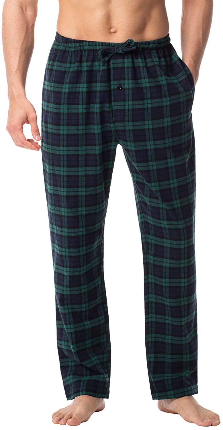 LAPASA Mens 100% Cotton Woven Plaid Pajama Lounge Sleep Pants PJ