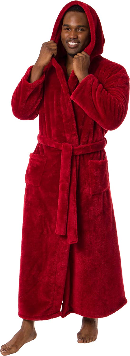 Plush 400GSM Luxury Bathrobe Ross Michaels Mens Robe with Hood Mid Length 