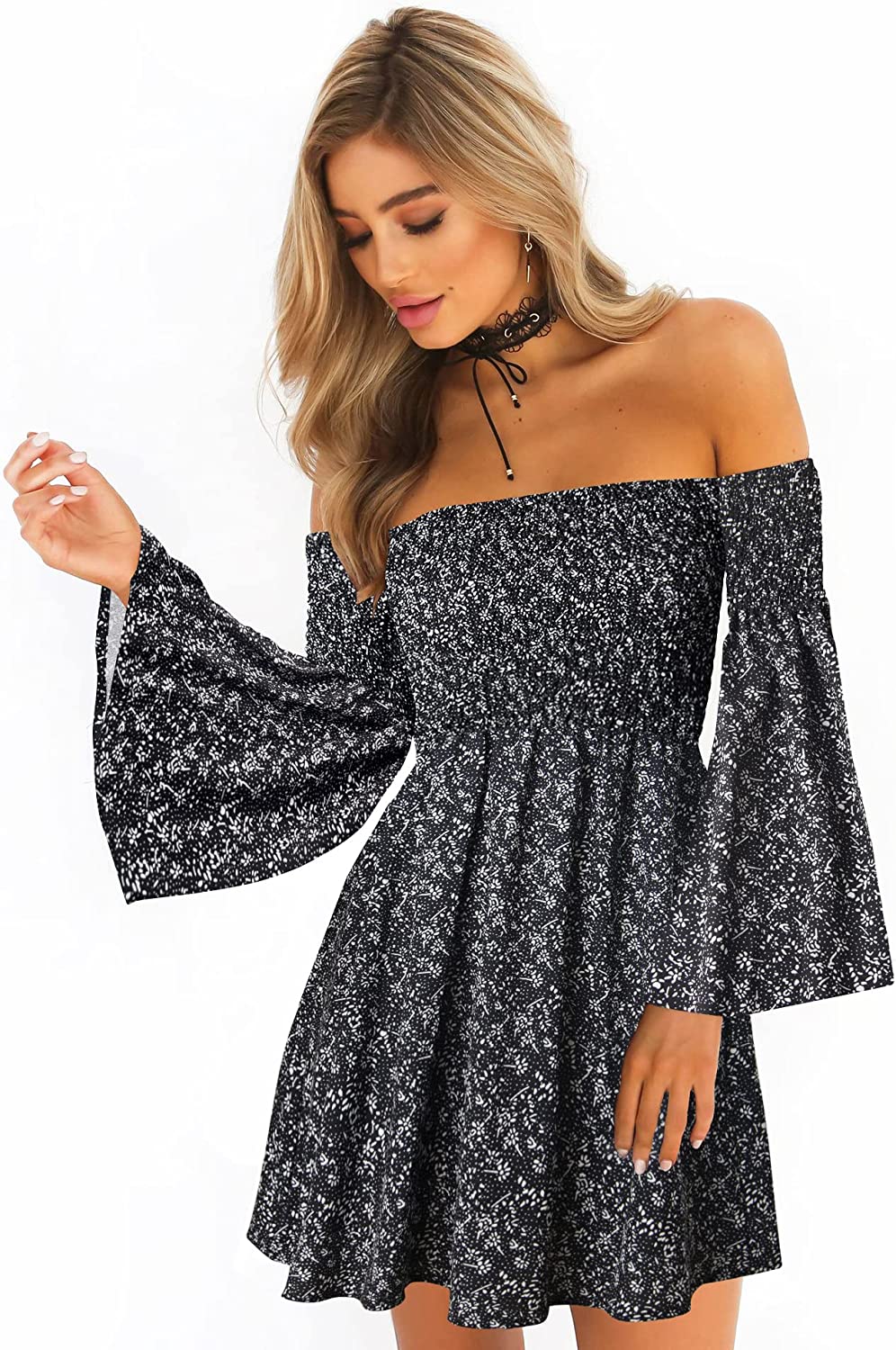 Buy ONEYIM Women's Dress Summer Floral Long Sleeve Off Shoulder Casual Mini  Dresses Online at desertcartSeychelles