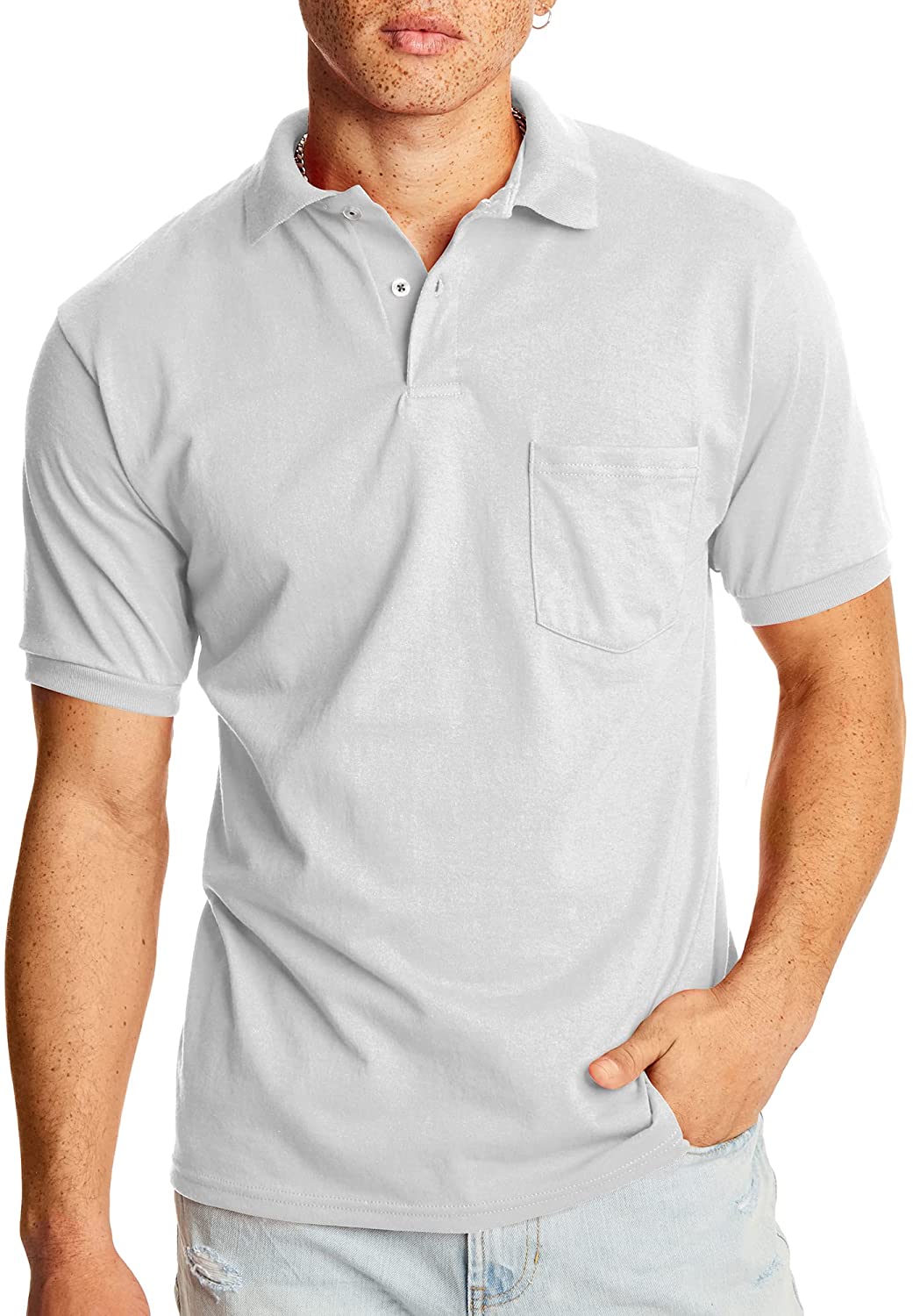 Hanes Men's Short-Sleeve Jersey Pocket Polo