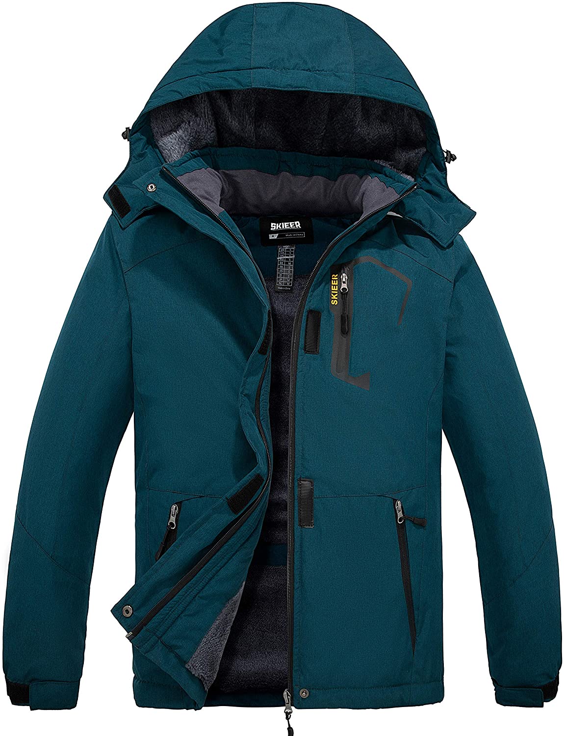 Skieer Girl's Waterproof Ski Jacket Fleece Winter Snow Coat Windproof Hooded Raincoat 