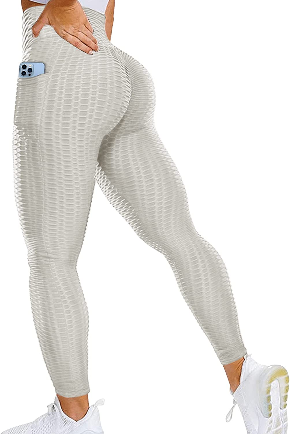 EHH Women High Waisted Ruched Butt Lifting Leggings Scrunch Textured  Compression