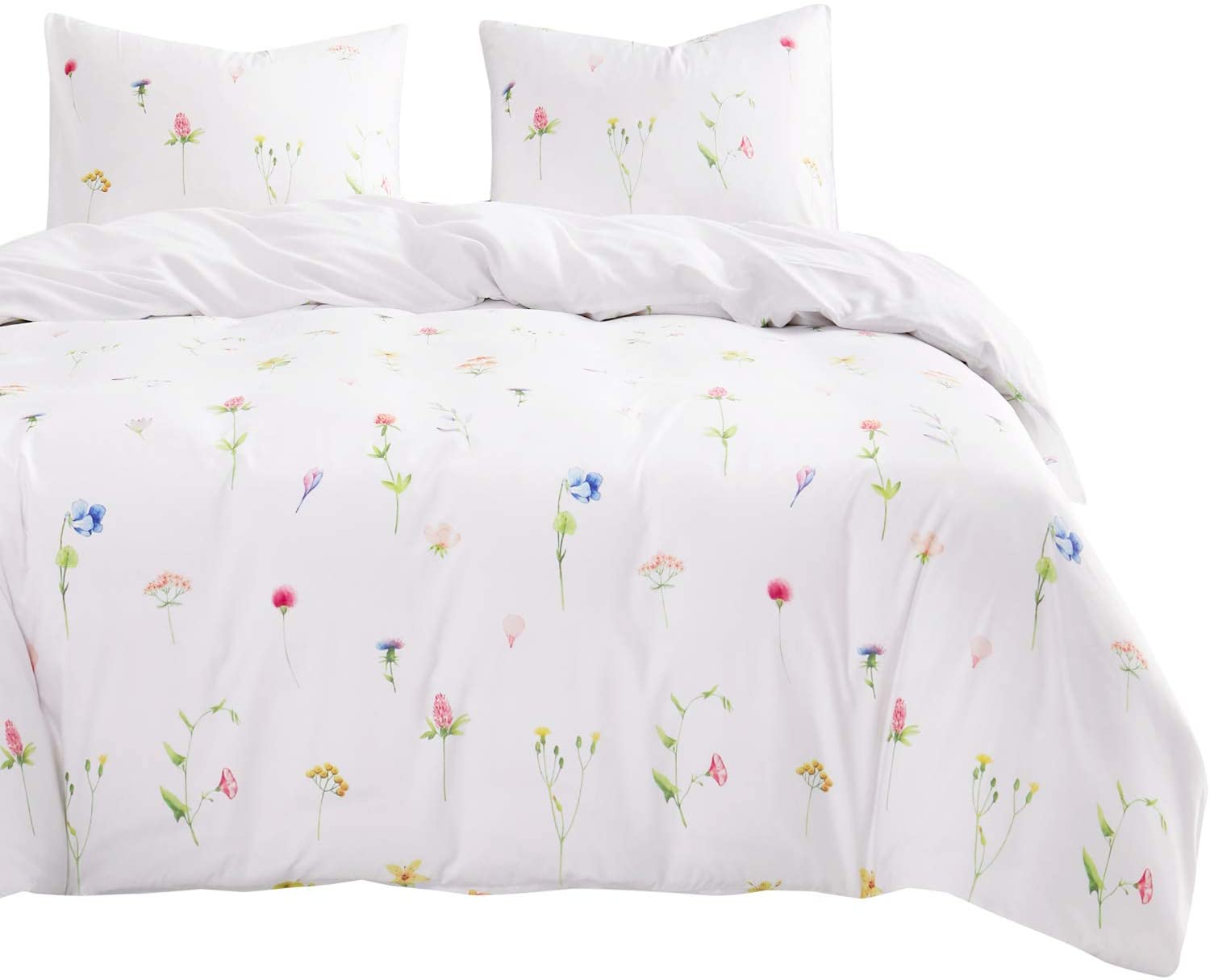 Wake In Cloud Bird Comforter Set Colorful Floral Flowers Leaves Botanical 