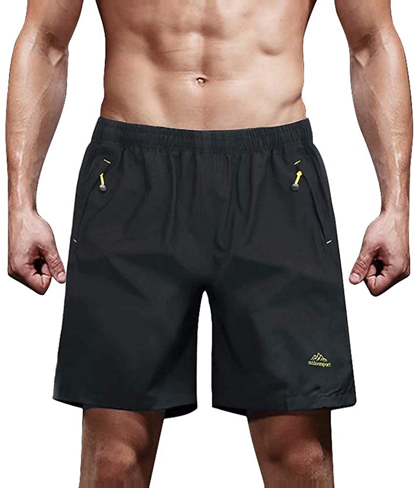 MAGCOMSEN Men's Quick Dry Athletic Running Shorts with Zipper Pockets ...