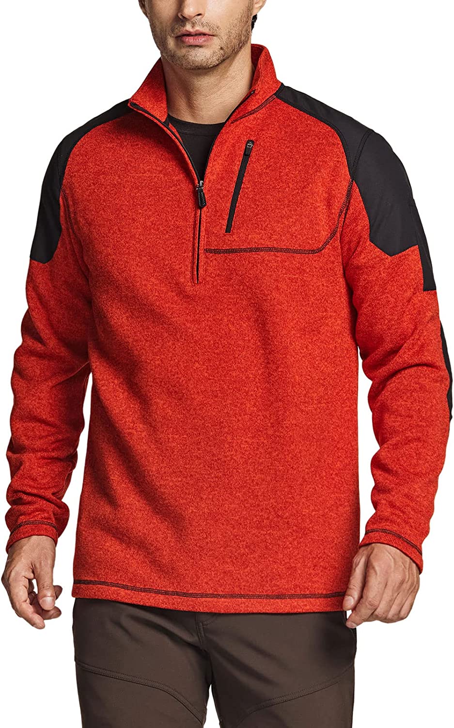 CQR Mens Thermal Fleece Half Zip Pullover Winter Outdoor Warm Sweater Lightweight Long Sleeve Sweatshirt