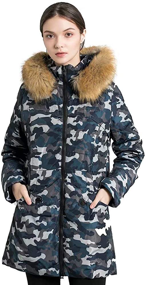 Beinia Valuker Womens Down Coat with Fur Hood with 90% Down Parka ...