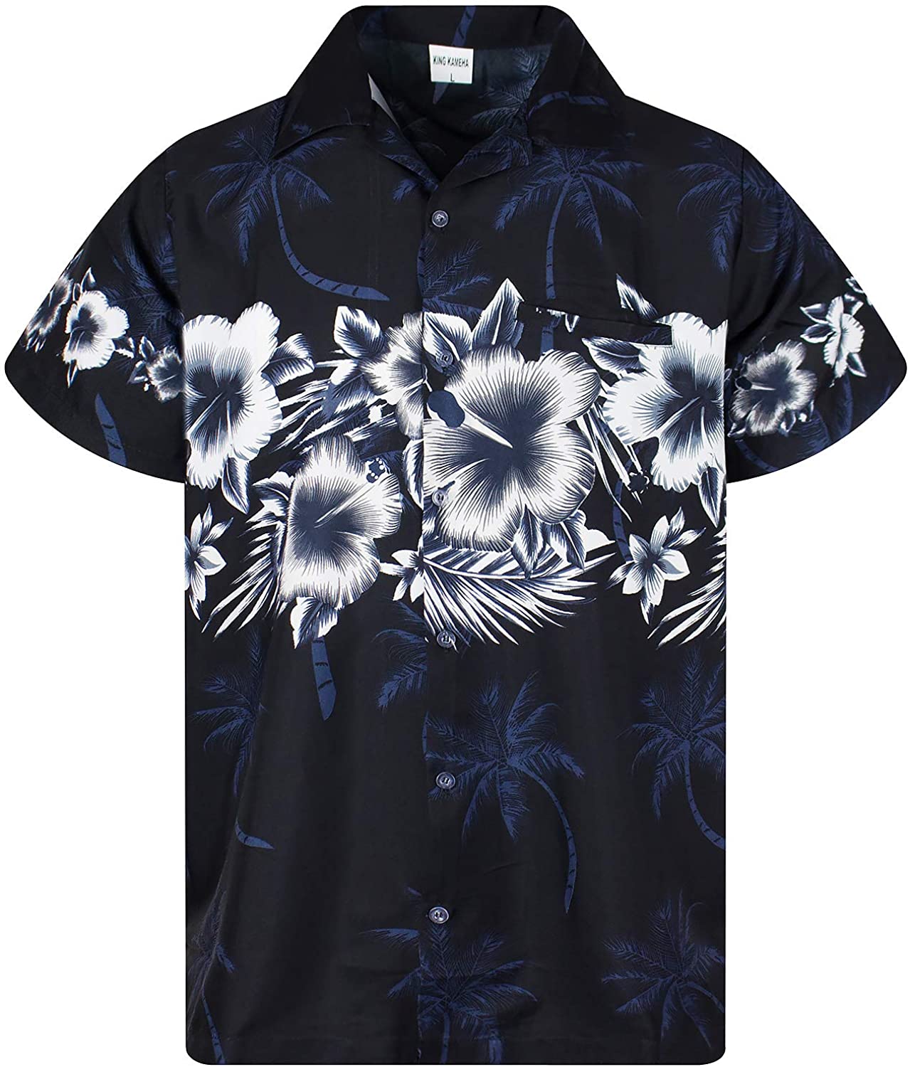 King Kameha Hawaiian Shirt for Men Funky Casual Button Down Very Loud Shortsleeve Unisex Hibiscus 