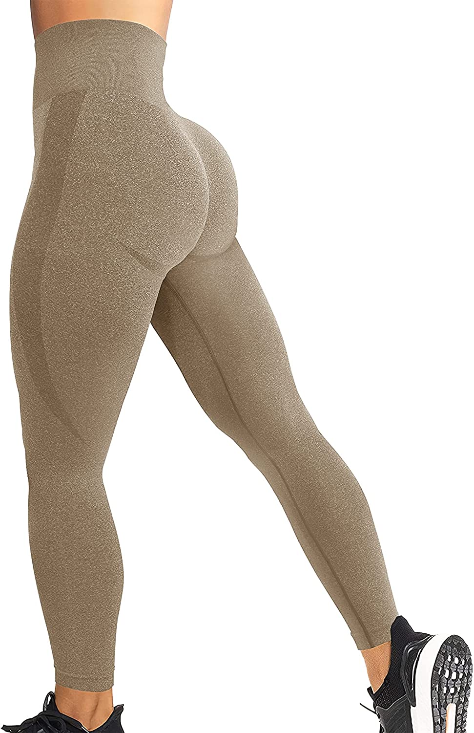 YEOREO Women High Waist Workout Gym Smile Contour Seamless Leggings Yoga  Pants Tights, #0 Leopard Black, Medium