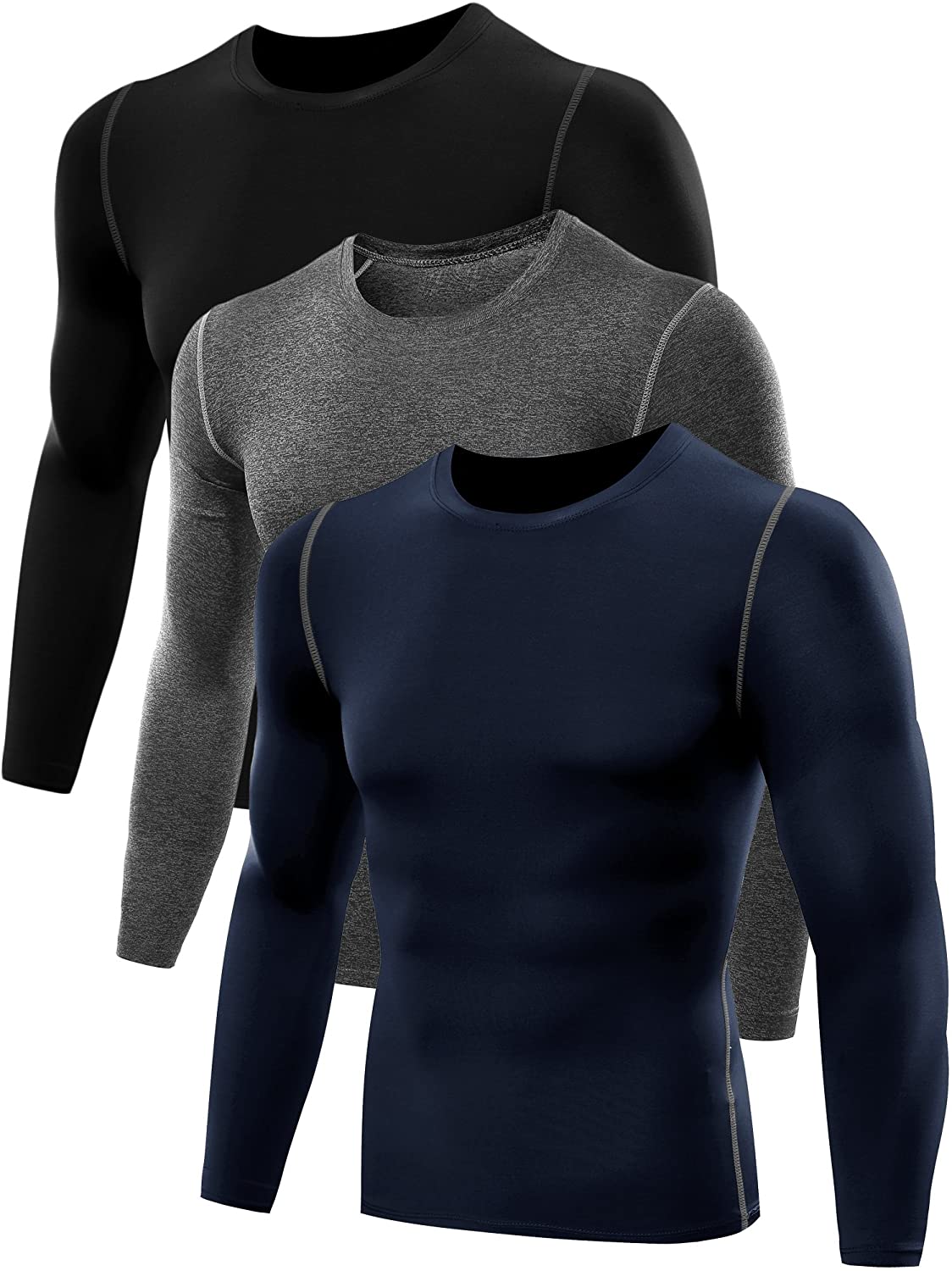 NELEUS Men's 3 Pack Athletic Compression Shirt Running Shirts