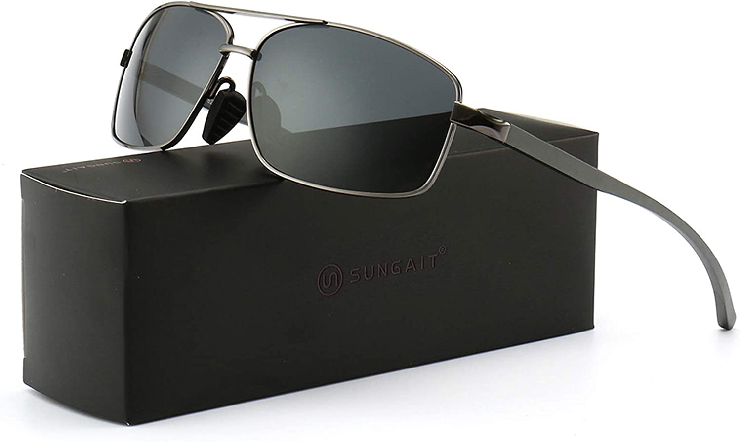 CNLO Men's Polarized Sunglasses Ultra Lightweight Rectangular UV400 Protection Sunglasses For Men 