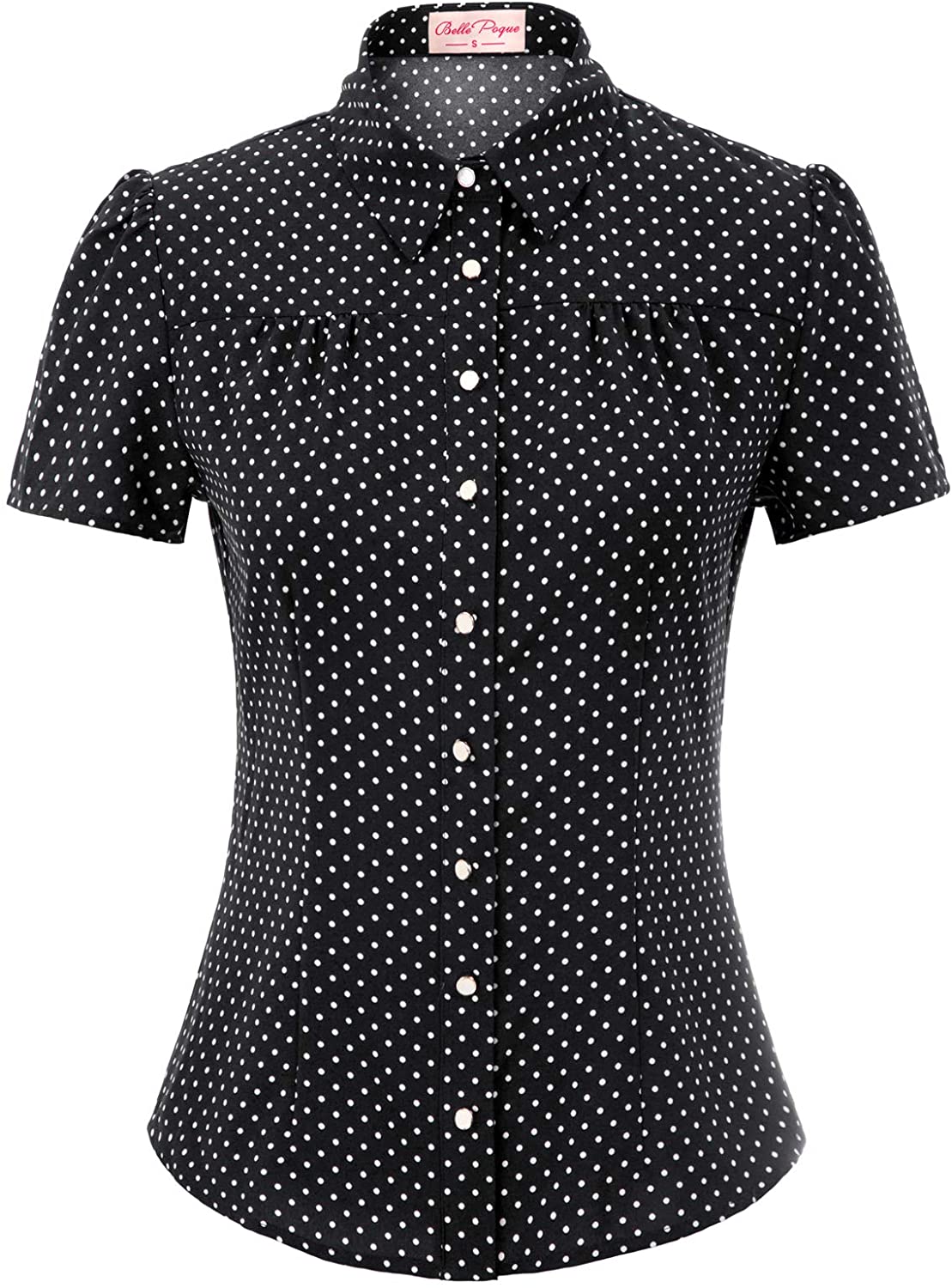 SugarShock Jowna 50s retro polka dots boy's collar short blouse