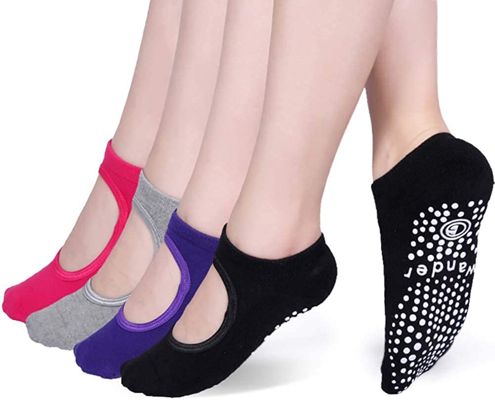 3 Pairs Yoga Socks for Women Girls Non Slip Grip Sock for Pilates Sports Ballet 