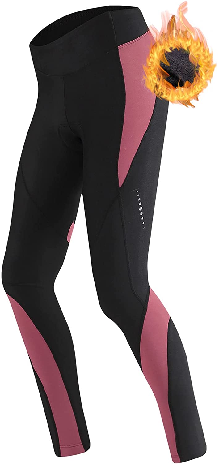 Santic Womens Cycling Windproof Pants with 4D Padded Bicycle Fleece Lined Leggings 