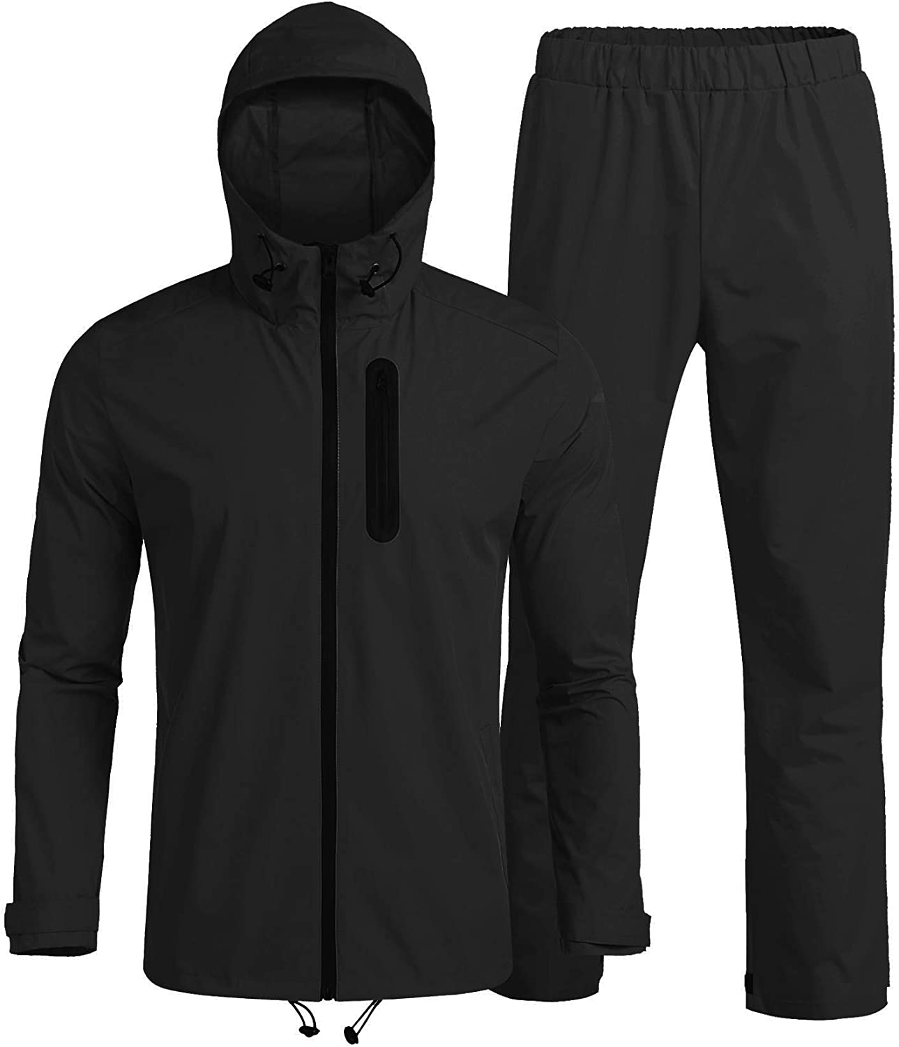 COOFANDY Mens Waterproof Rain Suit with Hood 2 Pieces Lightweight ...