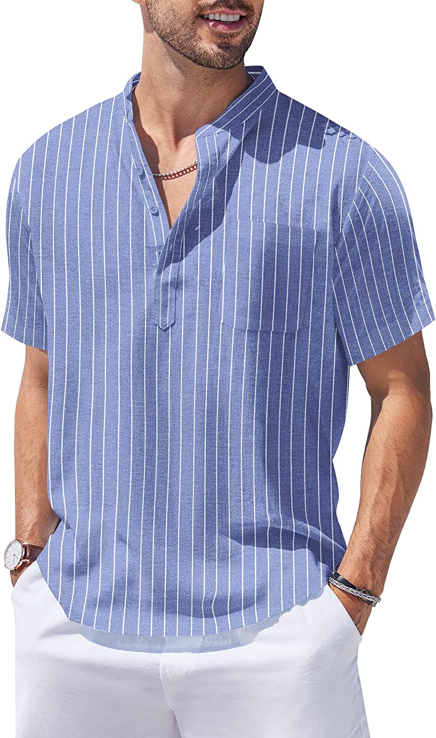Short Sleeve Hippie Beach T-shirt Short Sleeve Beach Shirts Men's Cotton Linen Casual Button Down Shirt Men's Fishing Shirts | Ubuy