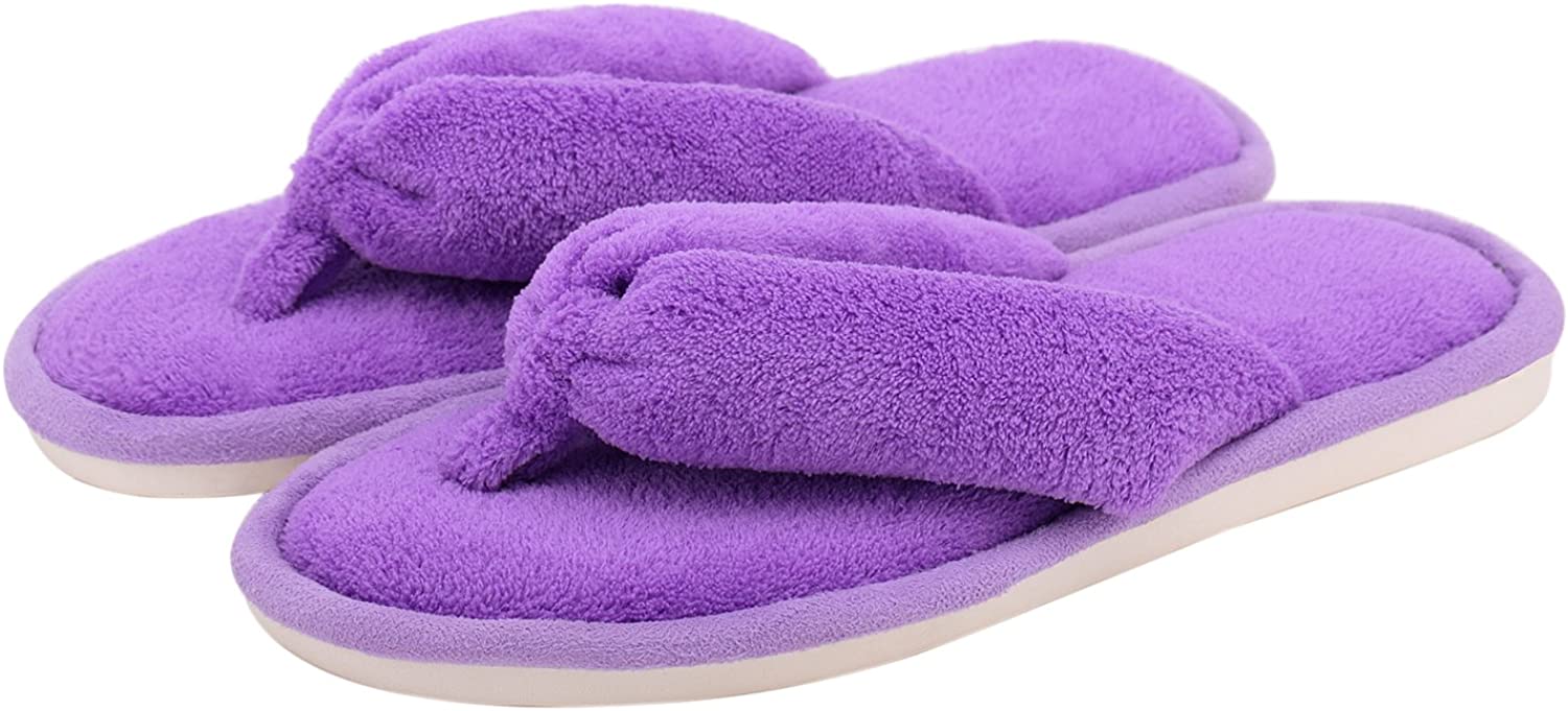 Onmygogo Indoor Slippers for Women Open Toe with Memory Foam, Soft Faux Fur  Nons