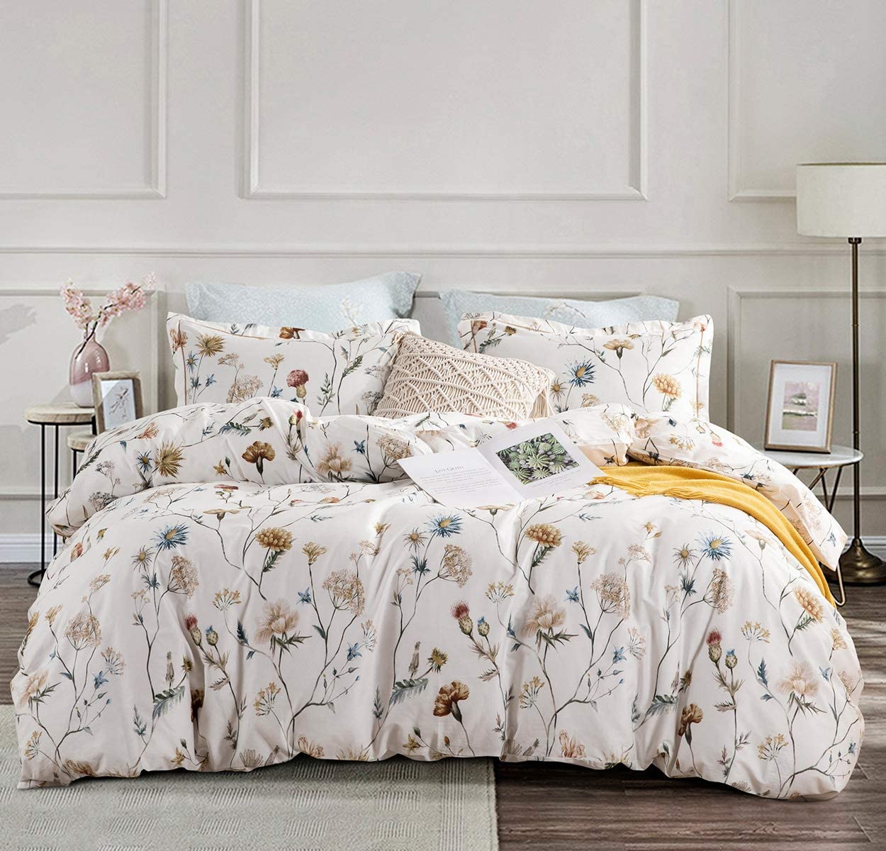 SLEEPBELLA King Size Comforter Set Elegant Yellow Floral Pattern ...