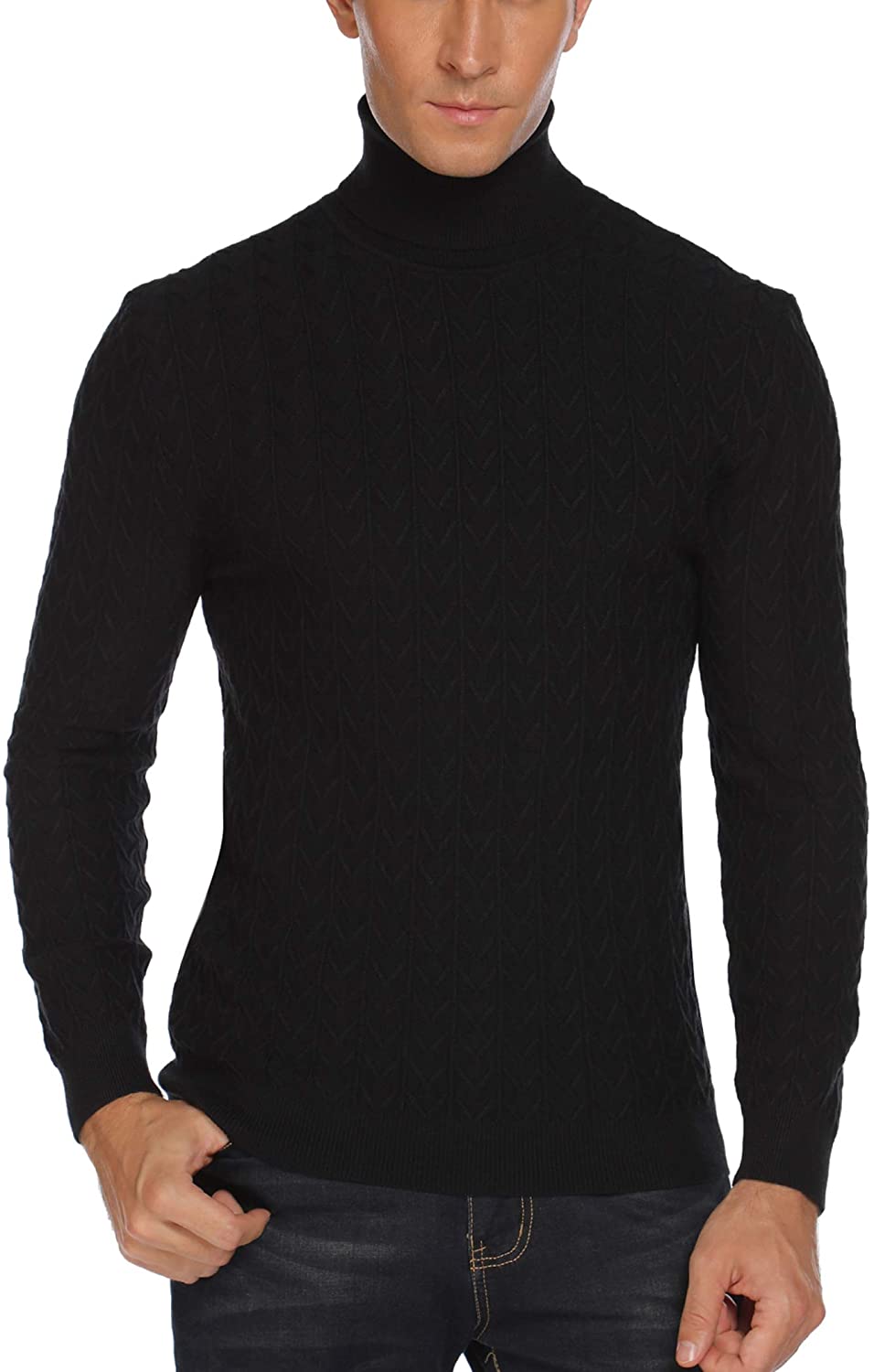 COOFANDY Men’s Knit Turtleneck Sweater Casual Ribbed Thermal Pullover ...