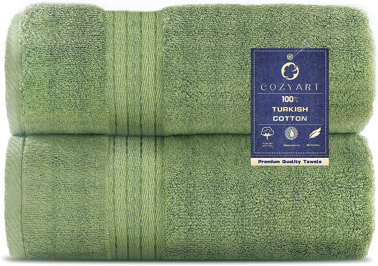  COZYART Luxury Green Bath Towels Set, Cotton Hotel