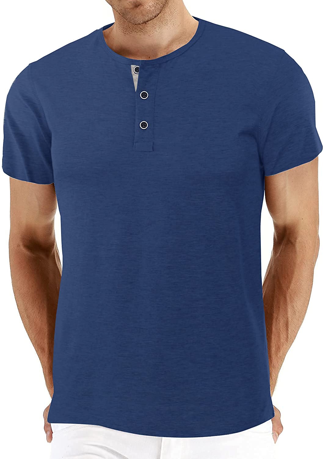 BBDMY Mens Short Sleeve Casual Front Placket Basic Henley T-Shirts
