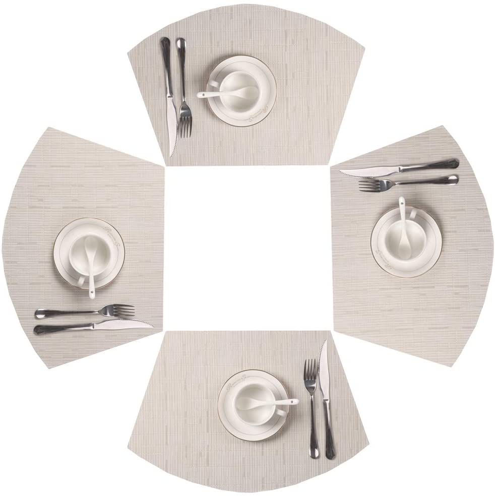 SHACOS Round Table Placemats Set of 7 Wedge Shaped Place Mat with Centerpiece... 