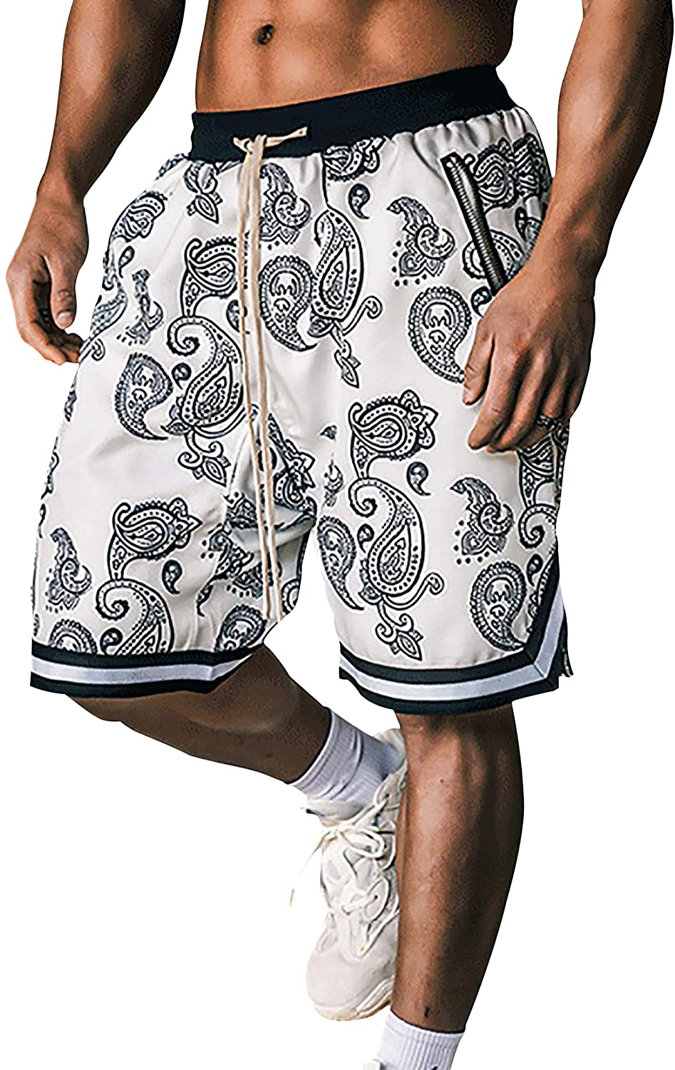 MECH-ENG Men's Paisley Shorts Mesh Gym Basketball Shorts Athletic Print  Bandana