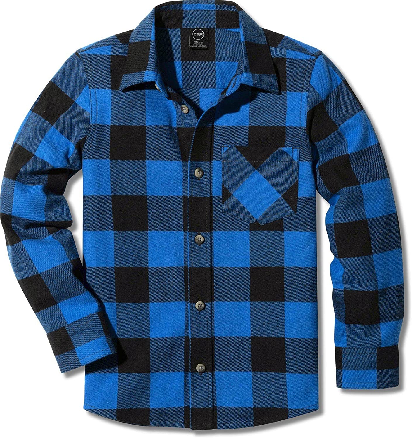 All-Cotton Soft Brushed Casual Button Down Shirts CQR Kids Little Boys Girls Baby Plaid Flannel Shirt Long Sleeve 