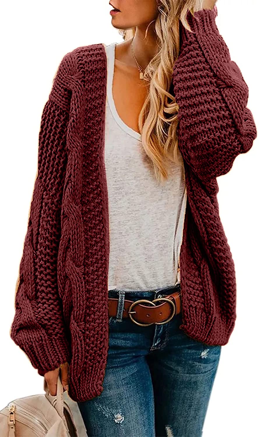 Astylish Womens Fashion Winter Fall Thick Cozy Open Front Long Sleeve Chunky  Knitting Ribbed Cardigan Sweater Small Size 4 6 Yellow Brown at   Women's Clothing store