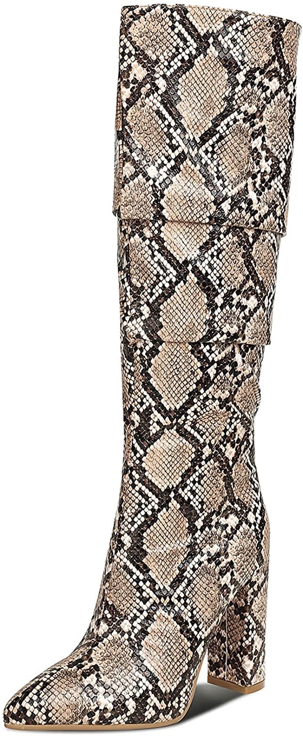 snake embossed boots