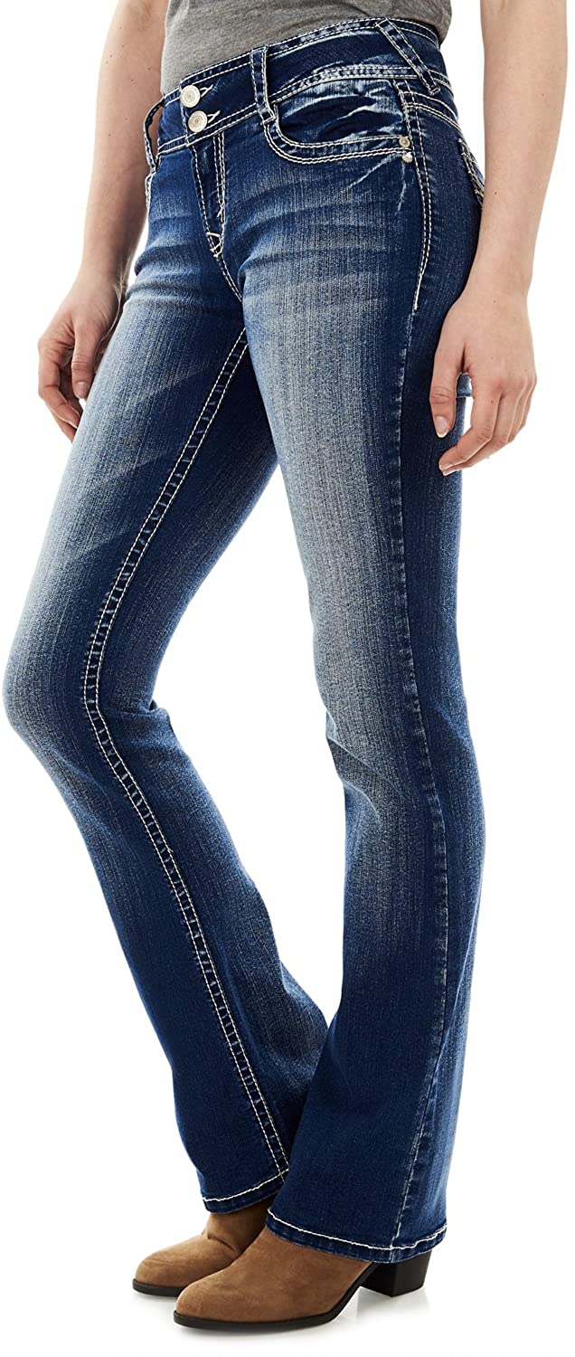 WALLFLOWER Luscious Curvy Bootcut Jeans Bling Pockets Size13 15 17 NEW 