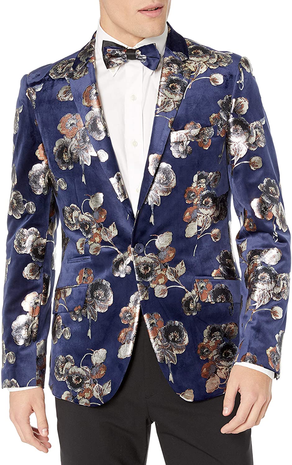 Azaro Uomo Men's Dress Party Prom Blazer Suit Jacket Casual Slim Fit Floral  Blazer, Silver ice, X-Small at  Men's Clothing store
