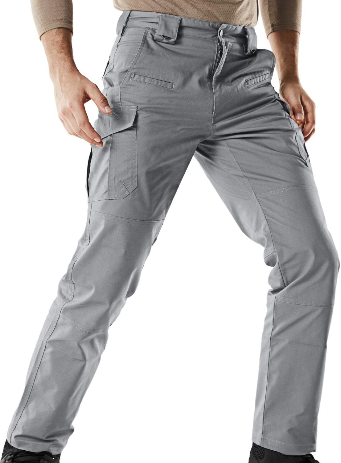 CQR Men's Flex Ripstop Tactical Pants, Water Resistant Stretch Cargo Pants,  Lightweight EDC Hiking Work Pants