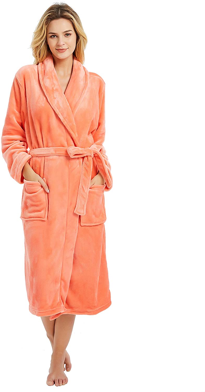 HEARTNICE Womens Fleece Robes, Soft Long Bathrobe, Thick Kimono