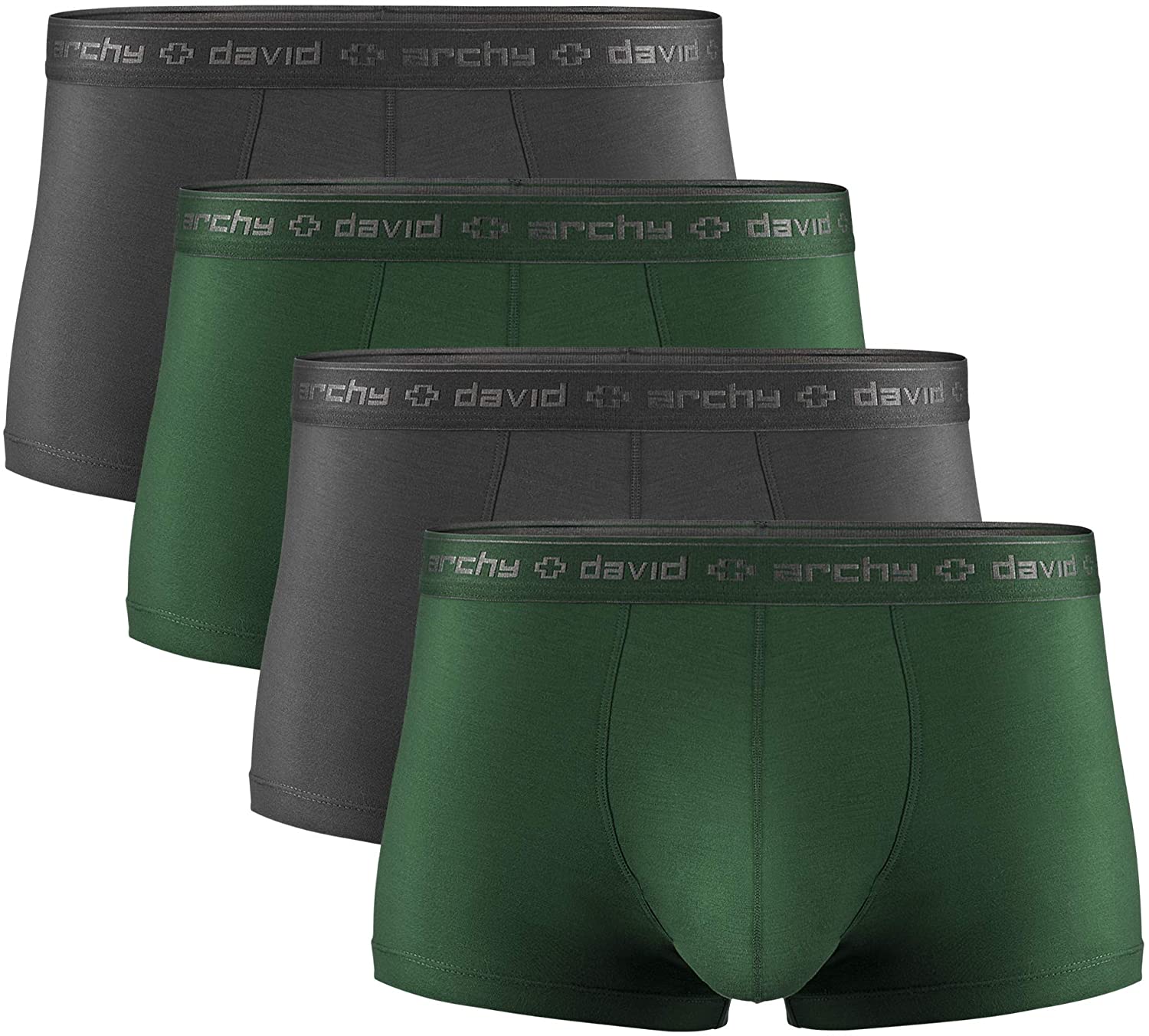  DAVID ARCHY Mens Underwear Micro Modal Dual Pouch Trunks  Support Ball Pouch Bulge Enhancing Boxer Briefs For Men 4 Pack