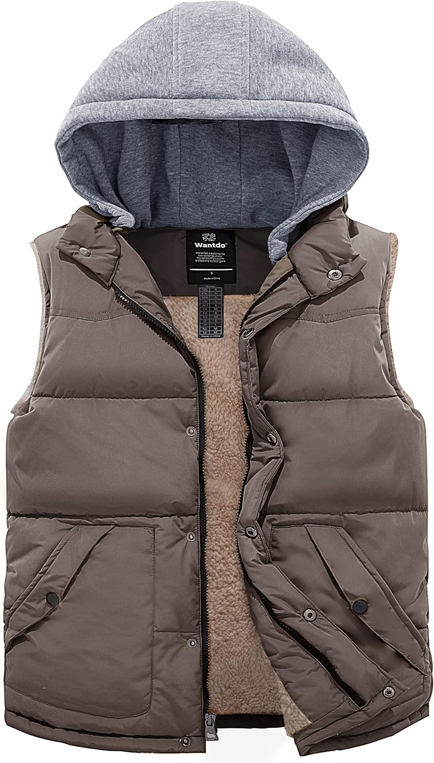 Wantdo Men's Hooded Puffer Vest Lightweight Winter Coats Warm