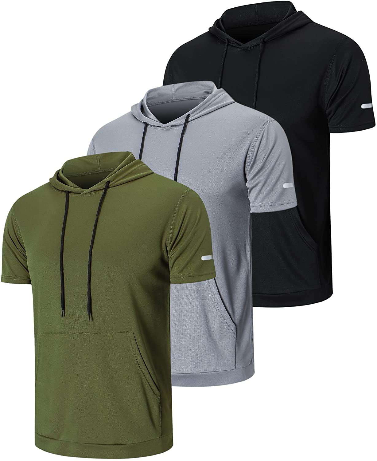 frueo Men's 3 Pack Workout Shirts Dry Fit Moisture Wicking Short Sleeve  Mesh Athletic T-Shirts