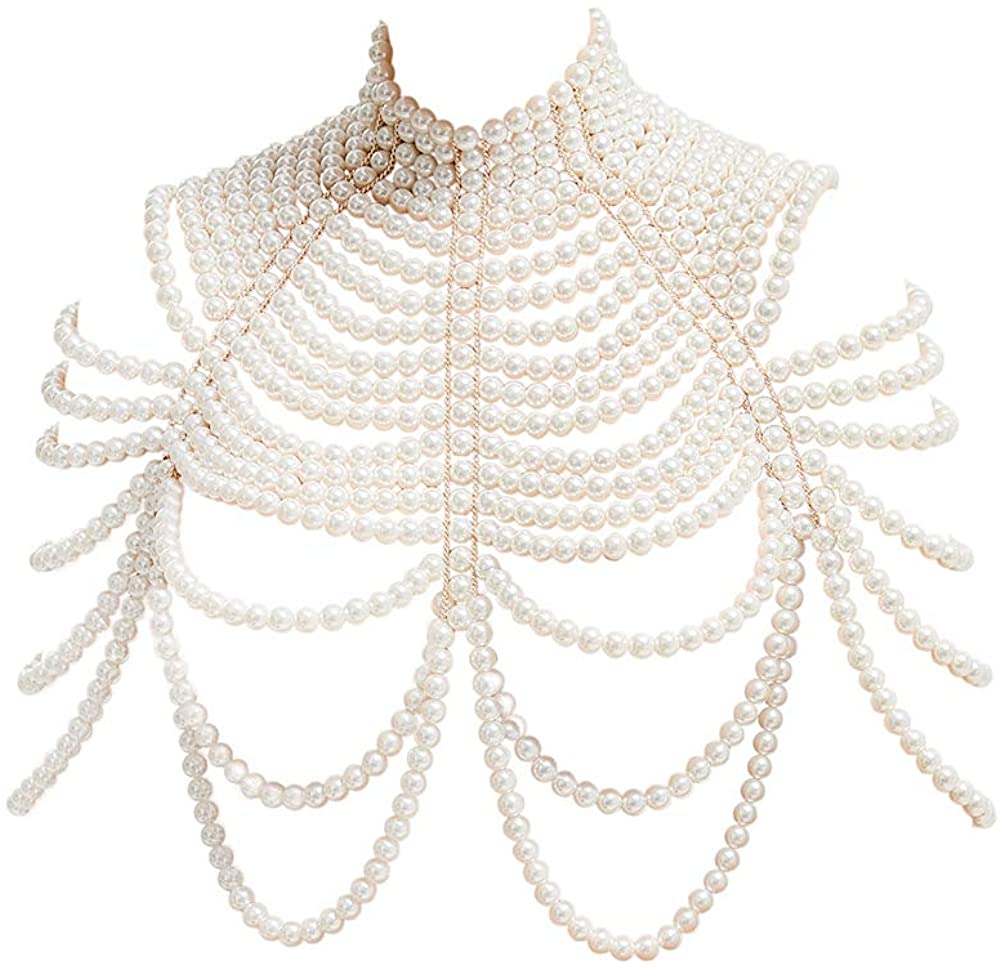 CCbodily Pearl Body Chain Bra - Fashion Shoulder Necklaces Bra Chain Body  Jewelr