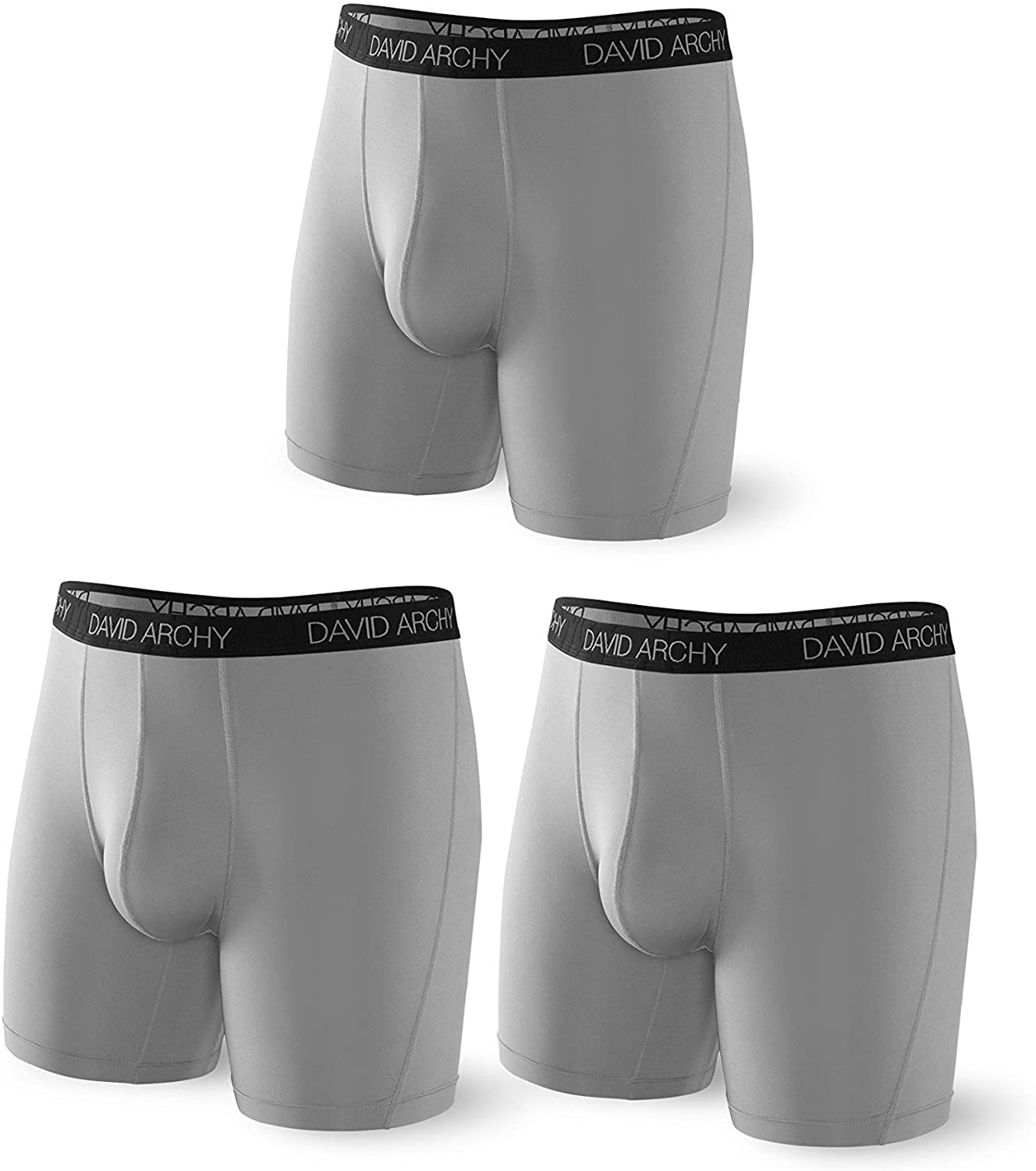 David Archy 3 Packs Polyamide Boxer Briefs With Pouch Quick Dry
