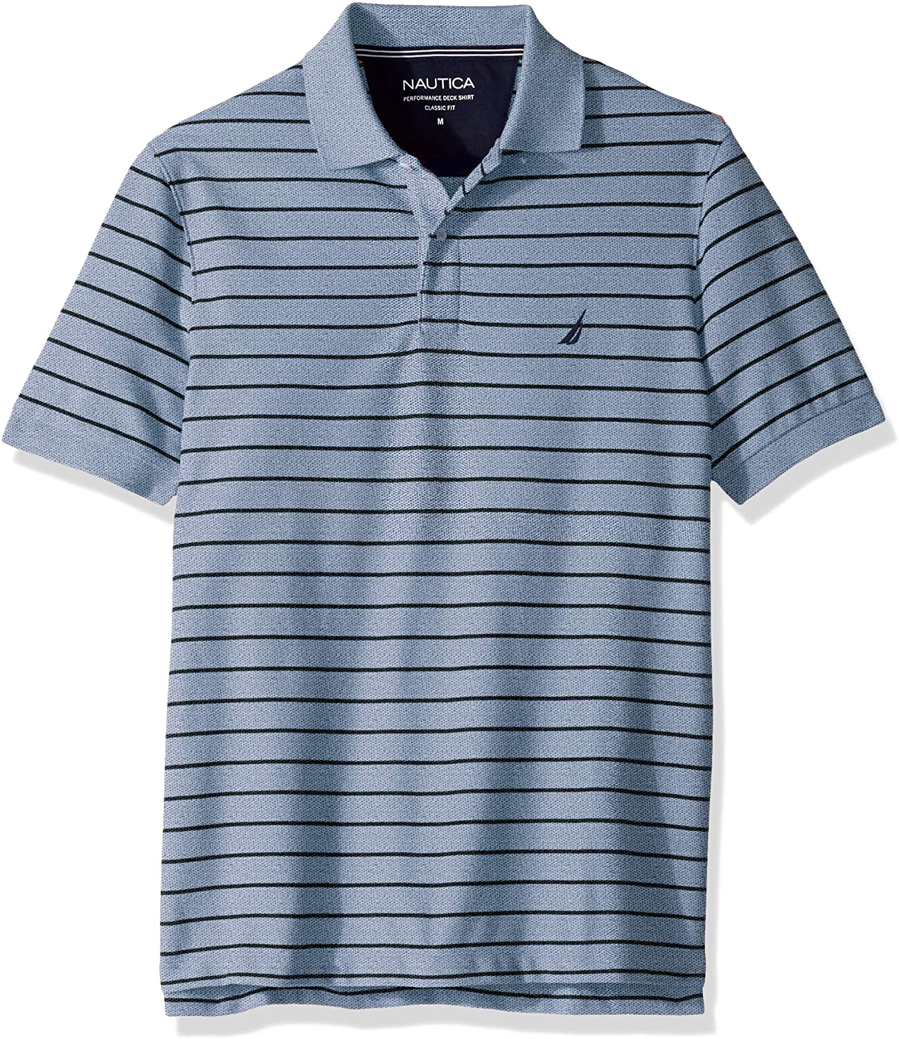 nautica men's classic fit short sleeve striped polo shirt