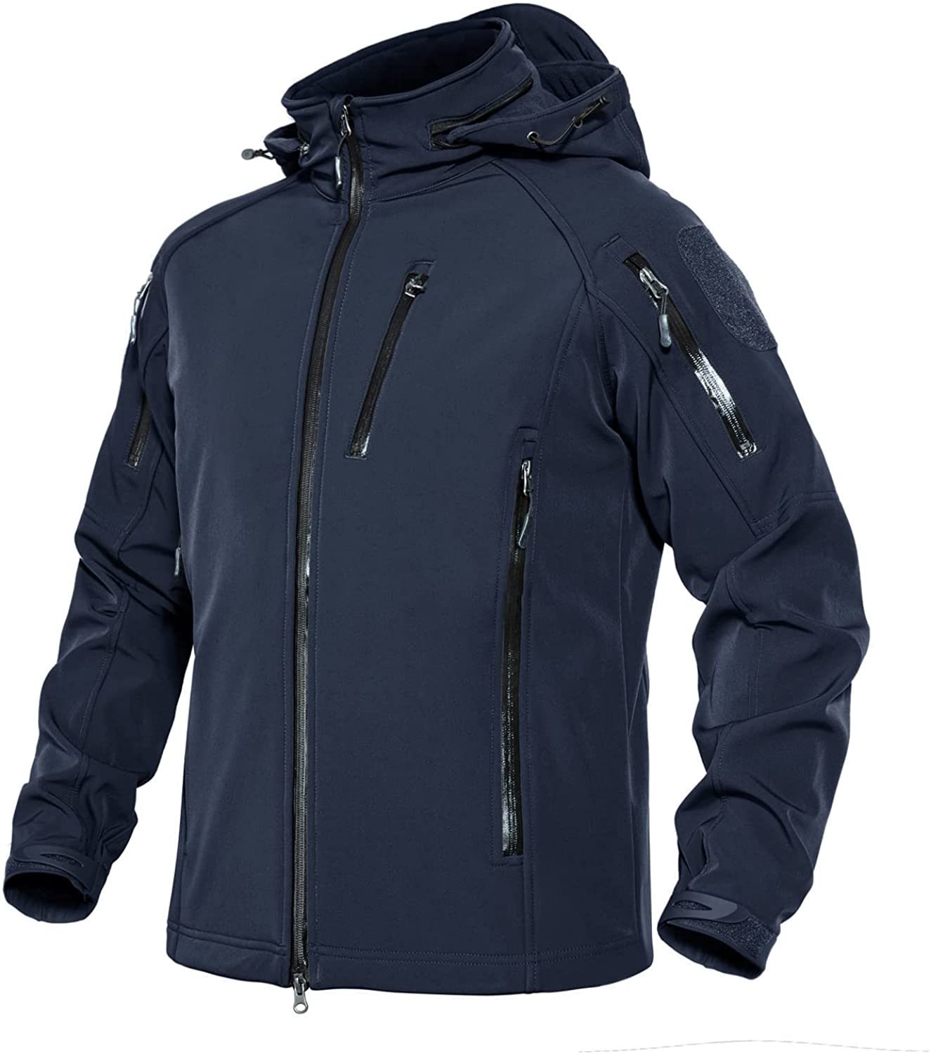 Mens Tactical Sharkskin Softshell Winter Hoodie Jacket Full Zip Fleece Work Coat 