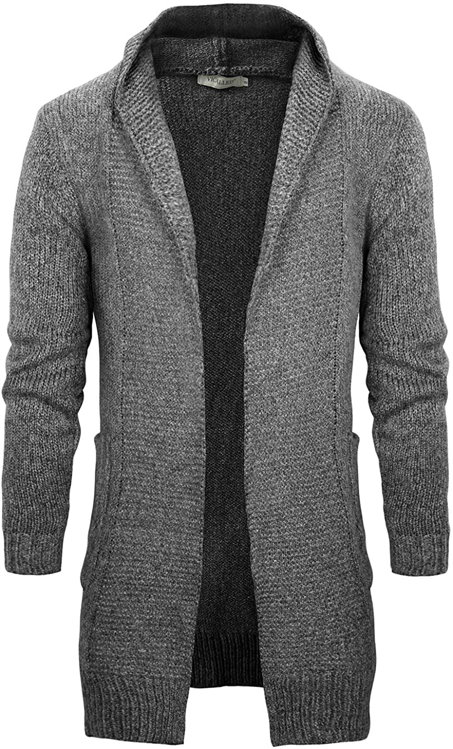 VICALLED Men's Long Cardigan Sweater Hooded Knit Slim Fit Open Front ...
