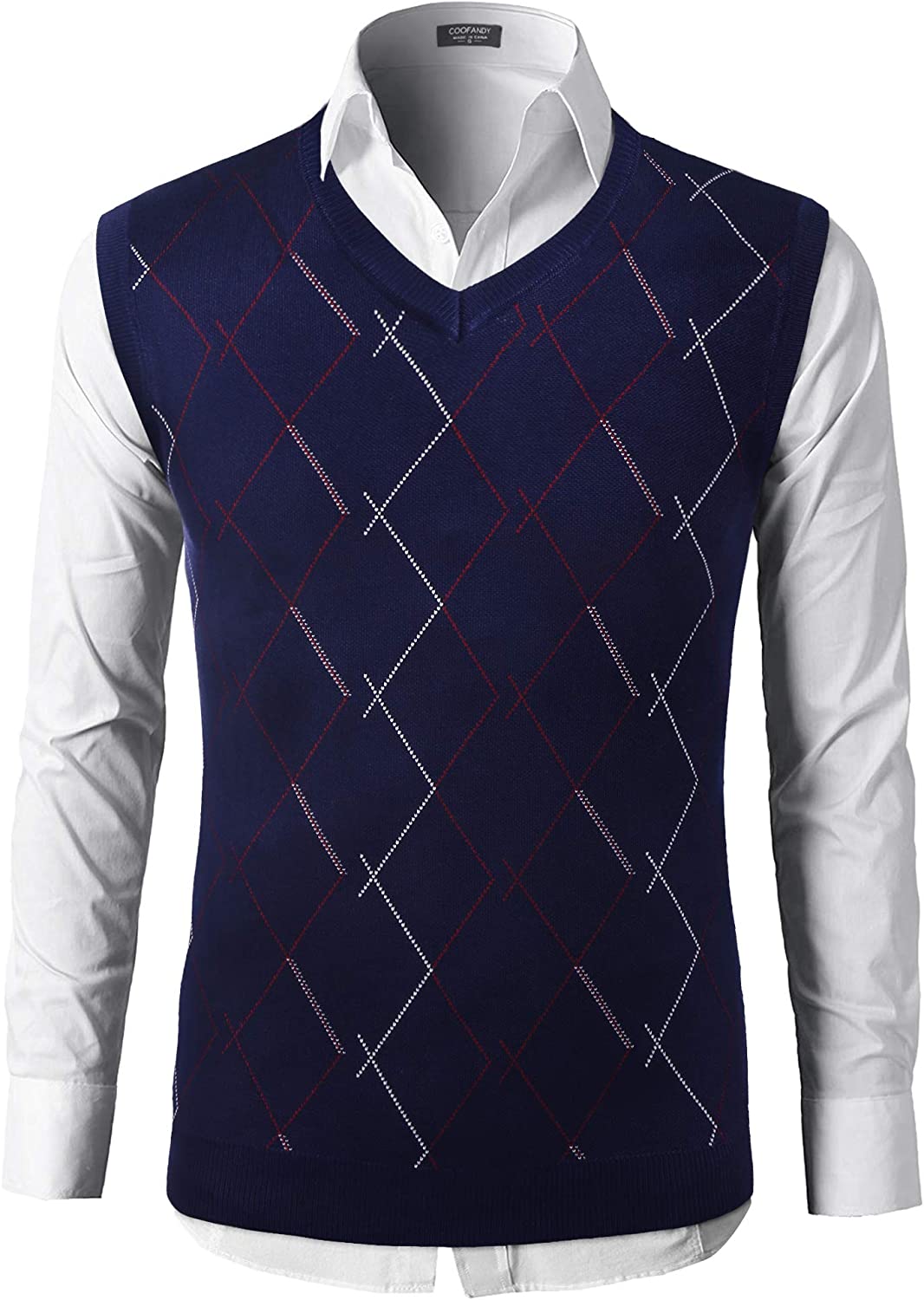COOFANDY Mens Casual Sweater Vest Lightweight V-Neck Solid Knit Vest 