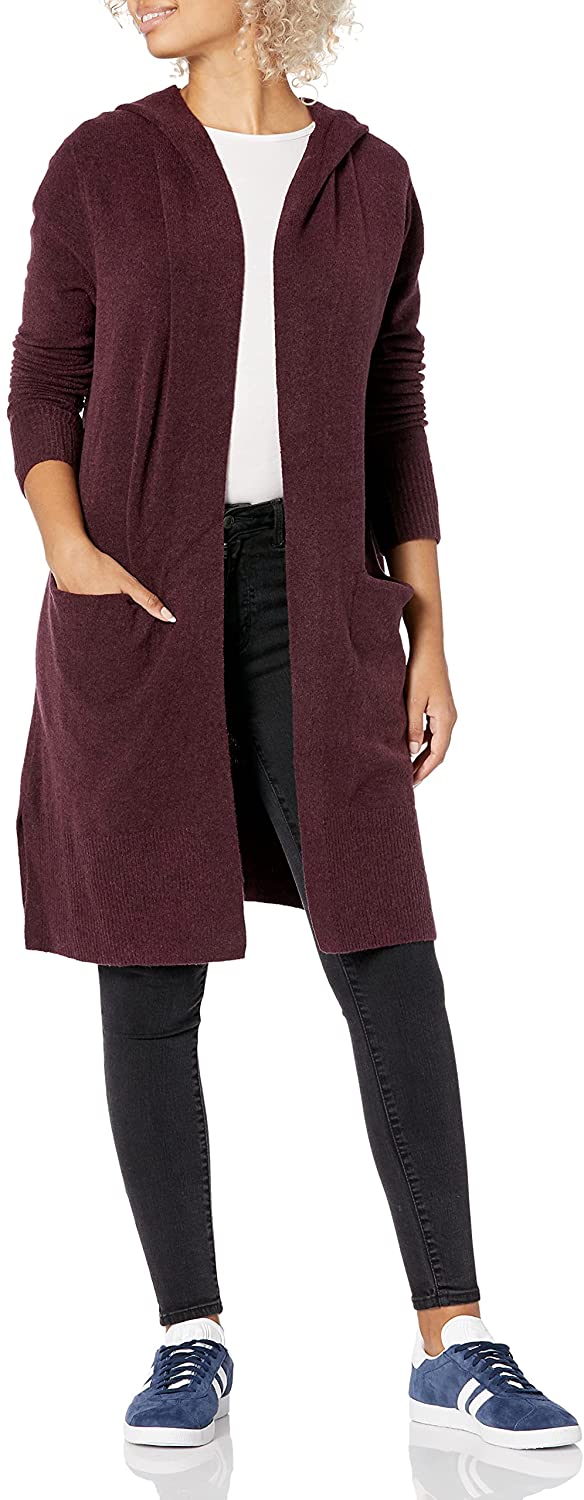 Goodthreads Women's Mid-Gauge Stretch Long-Sleeve Hooded Cardigan Sweater |  eBay