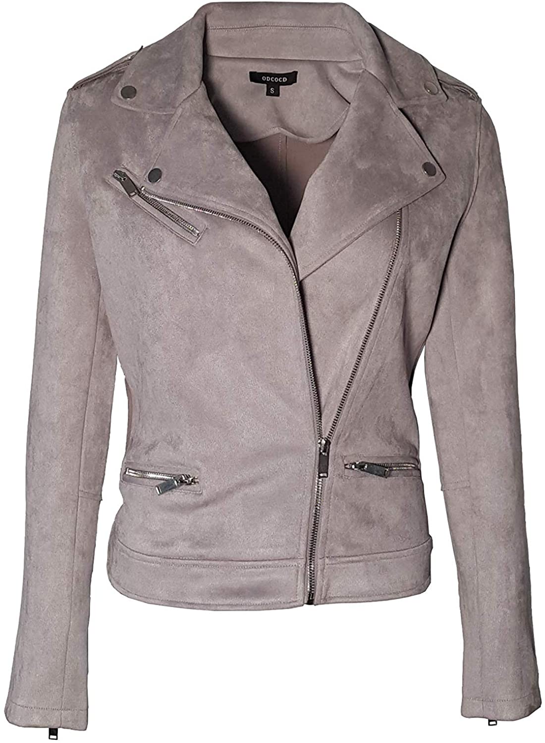 ODCOCD Faux Suede Jacket for Women Long Sleeve Zipper Up Casual Outwear 