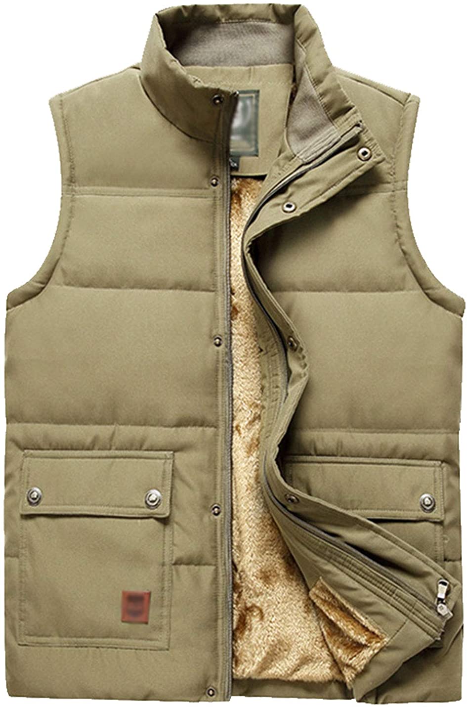 Flygo Men's Winter Warm Outdoor Padded Puffer Vest Thick Fleece Lined  Sleeveless Jacket