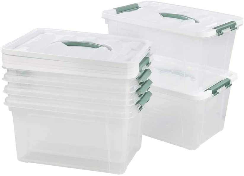 Plastic Storage Boxes/Bins Pack of 6 Gloreen 5L Clear Storage Box with Lid and Handle 