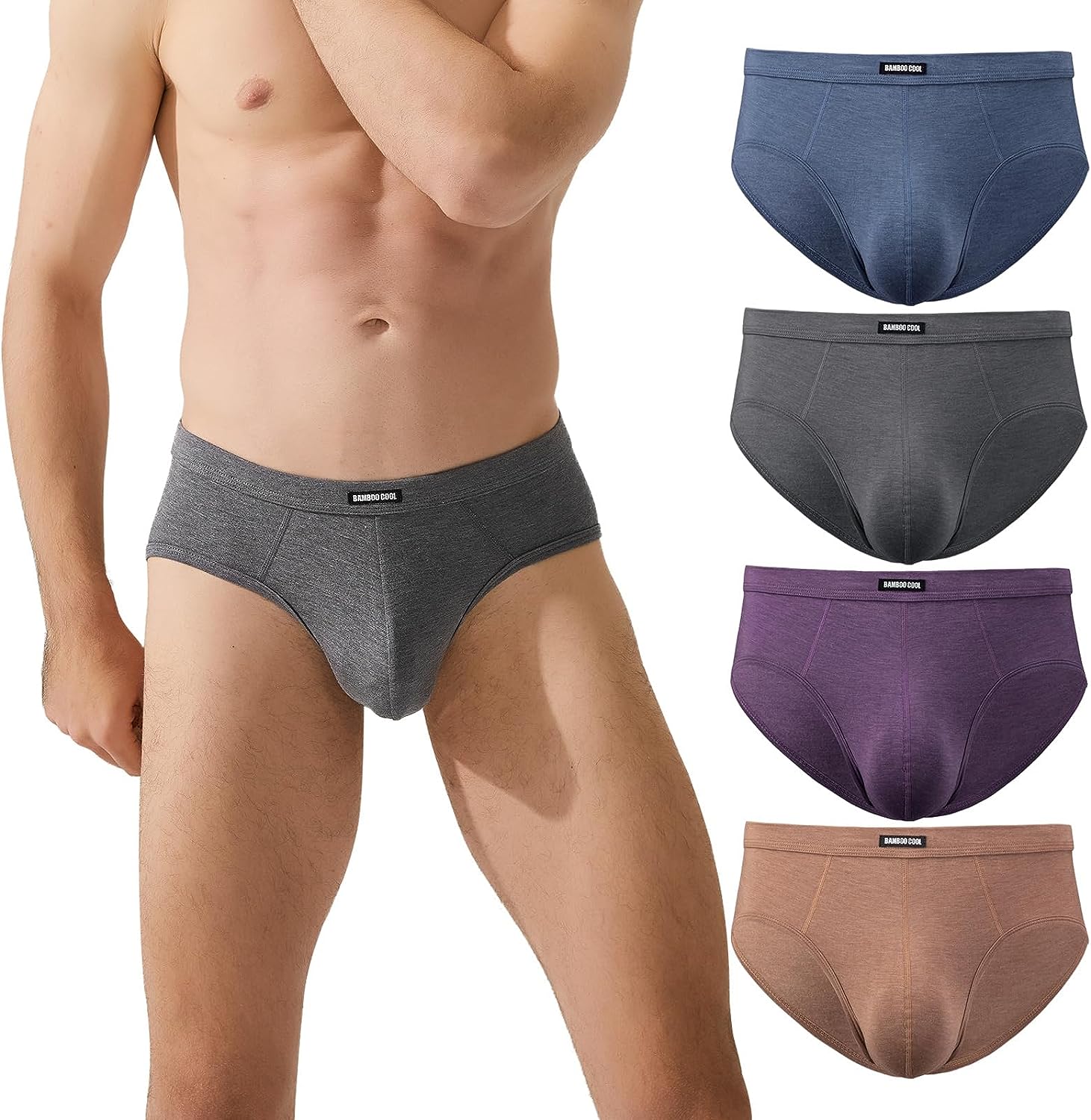 BAMBOO COOL Men's Underwear Briefs Bamboo Viscose Coverd Waistband