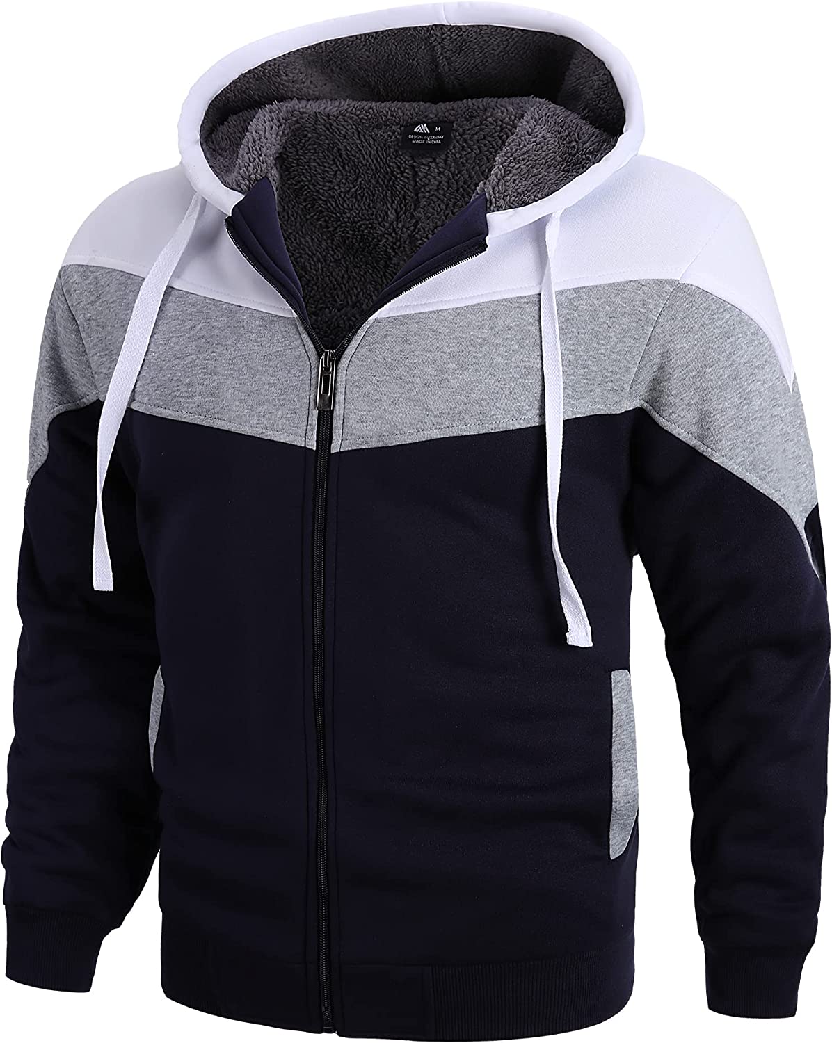 JACKETOWN Athletic Hoodies for Men Heavy Zip Up Sweatshirt Sherpa